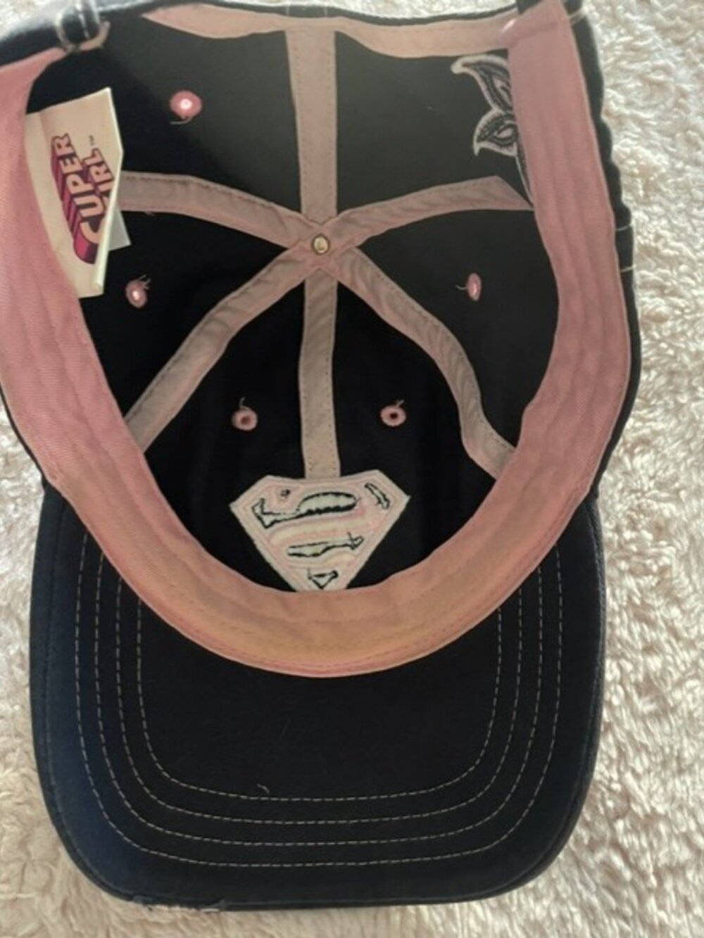 Vintage 2007 DC Comics Pink Superman Hat Distressed Black Baseball Cap OSFM - Picture 5 of 7